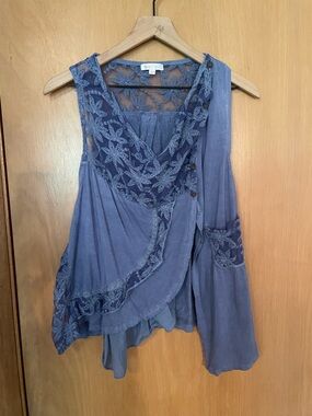Soho Chick Lace Open Slit Boho Hippie Festival Sleeveless Top Size M
